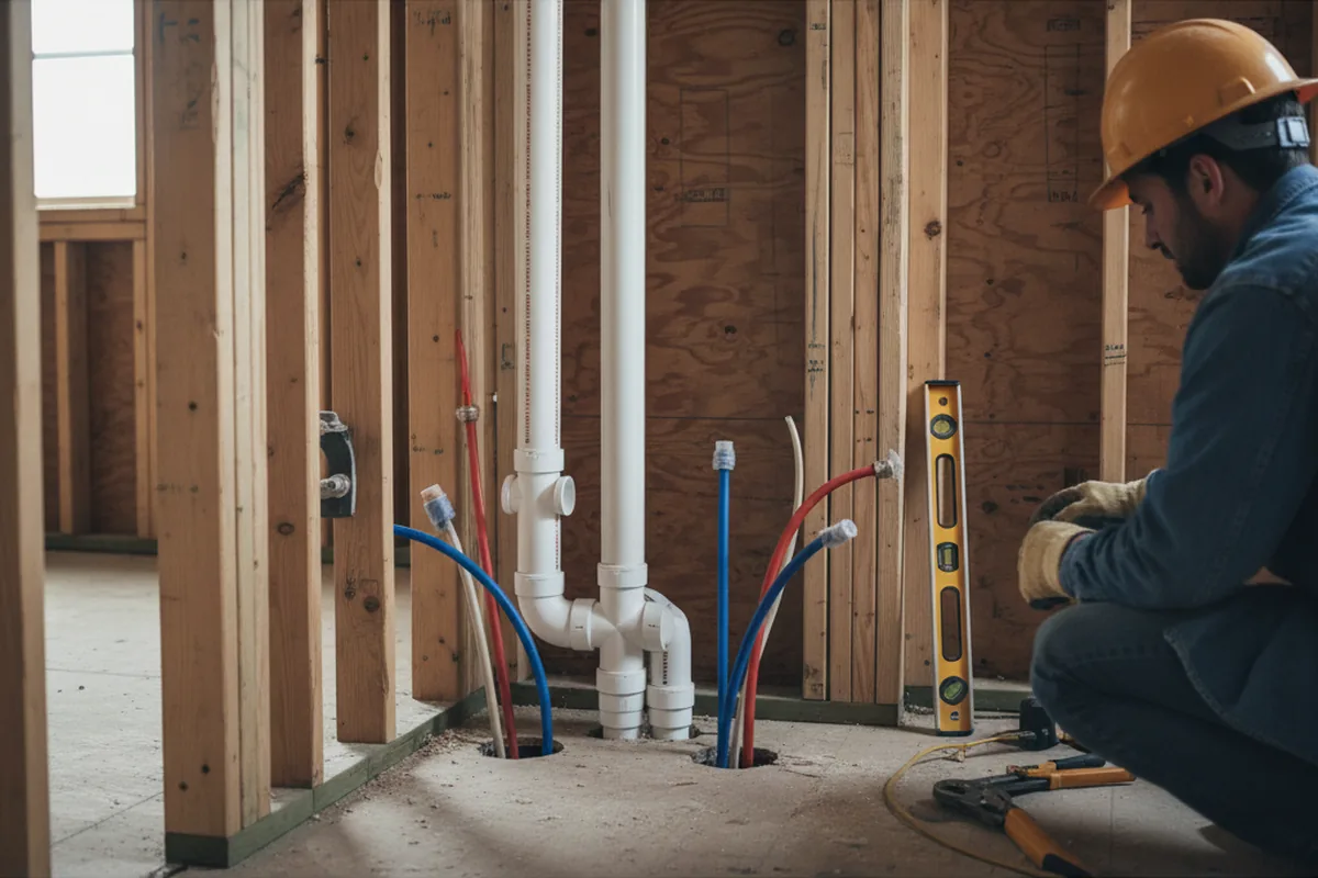 Drain and supply rough-in during Leak Detection in Shelter Island Heights