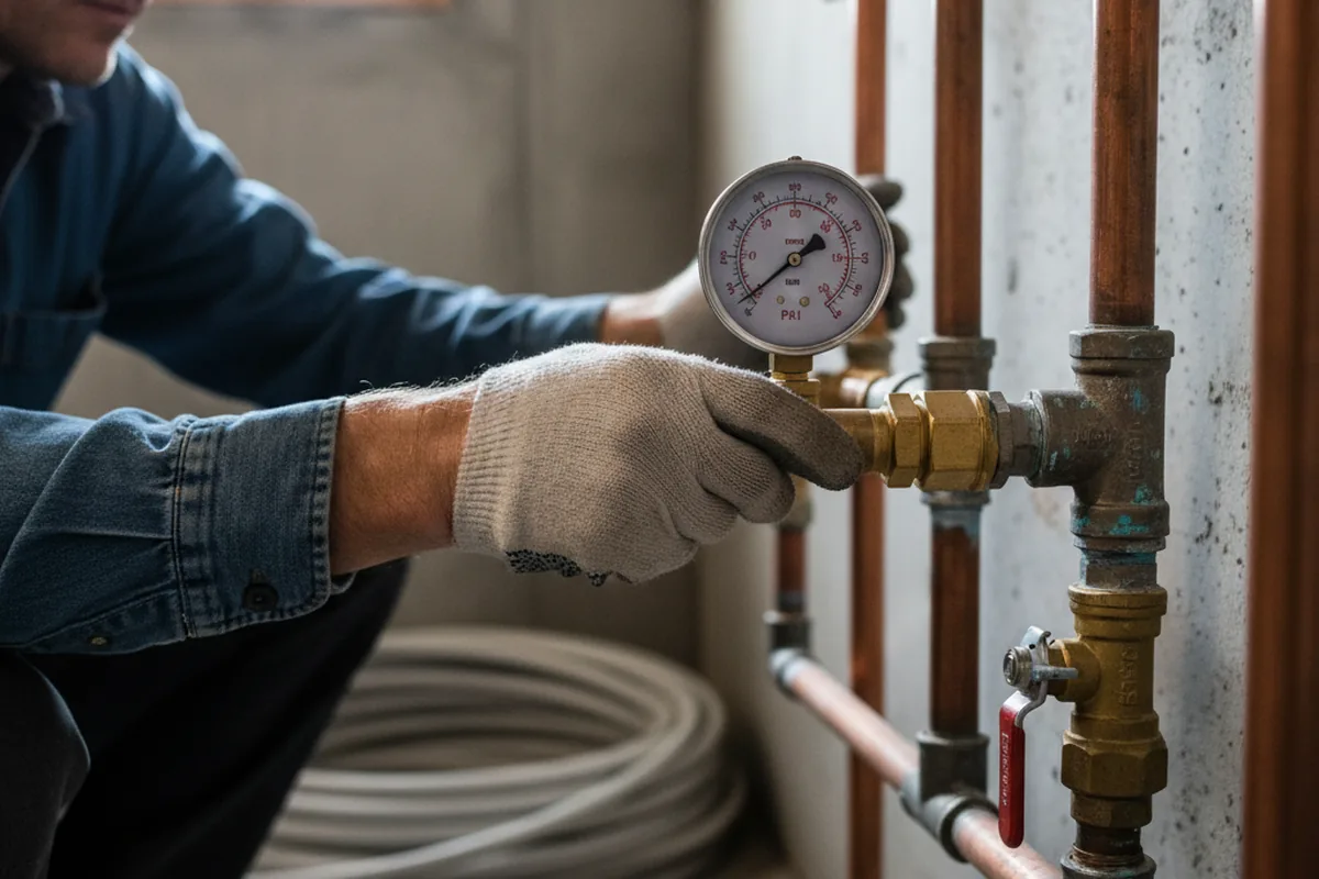 Pressure testing a repaired line during Water Line Repair in Shelter Island Heights
