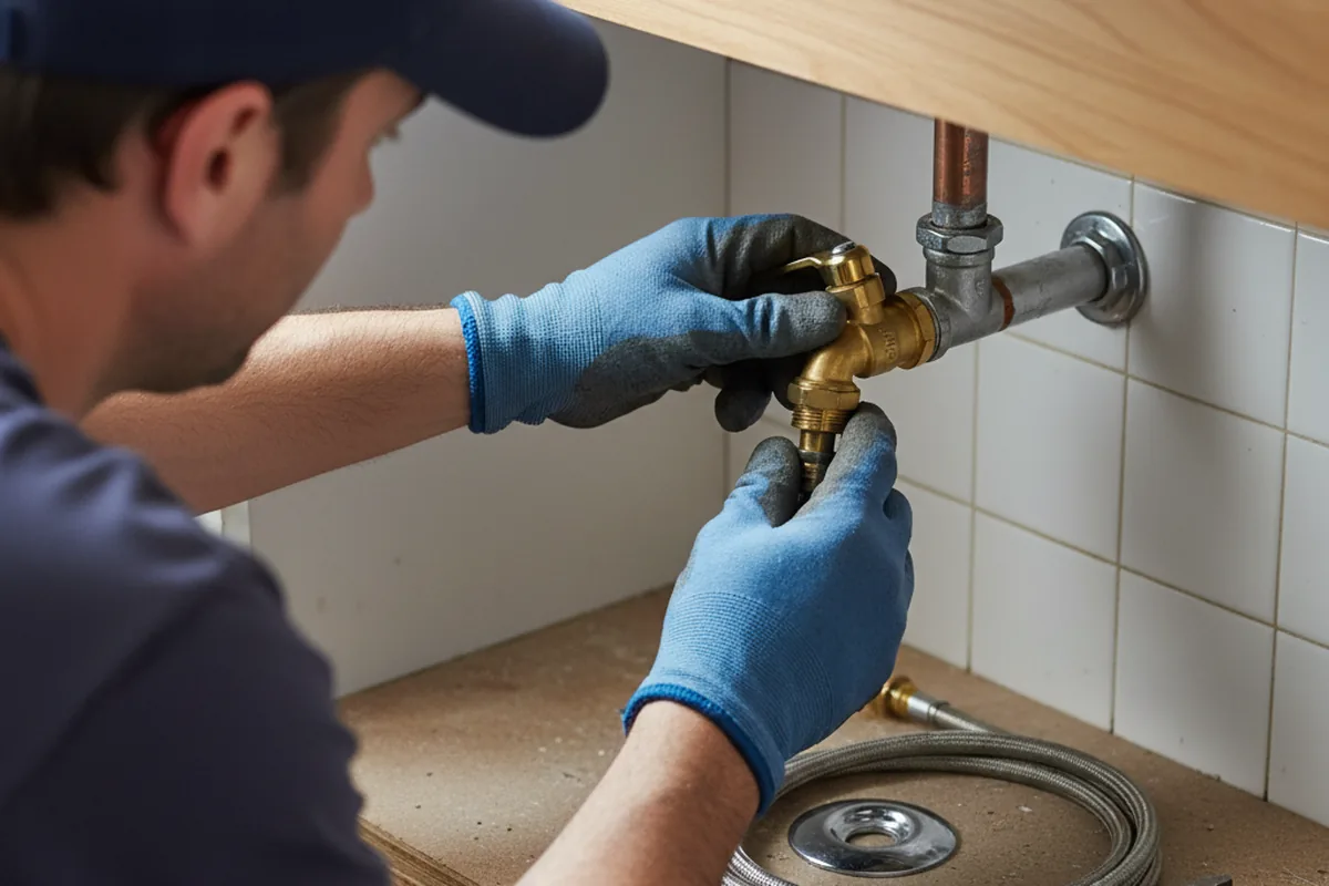 Shutoff valve and fitting work during Burst Pipe Repair in Shelter Island Heights